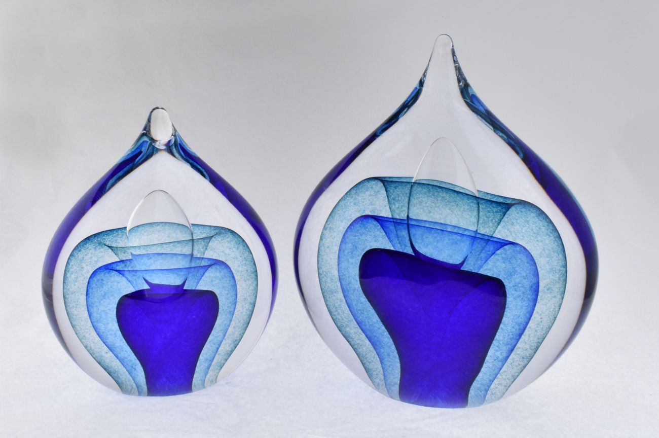 Art Glass Layered Tear Drop Paperweight