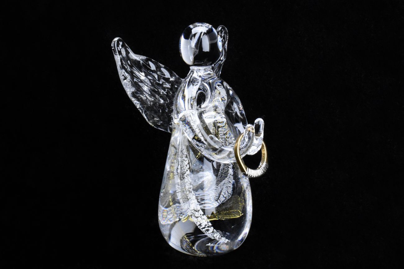 Art Glass Small Angel Ring Holder in Gold and Silver