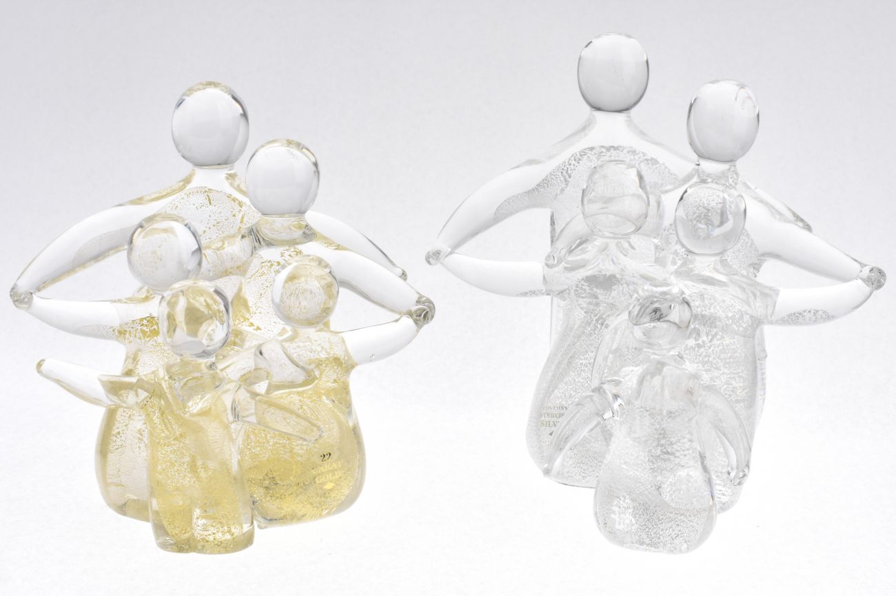 Art Glass Family groups in gold or silver - small