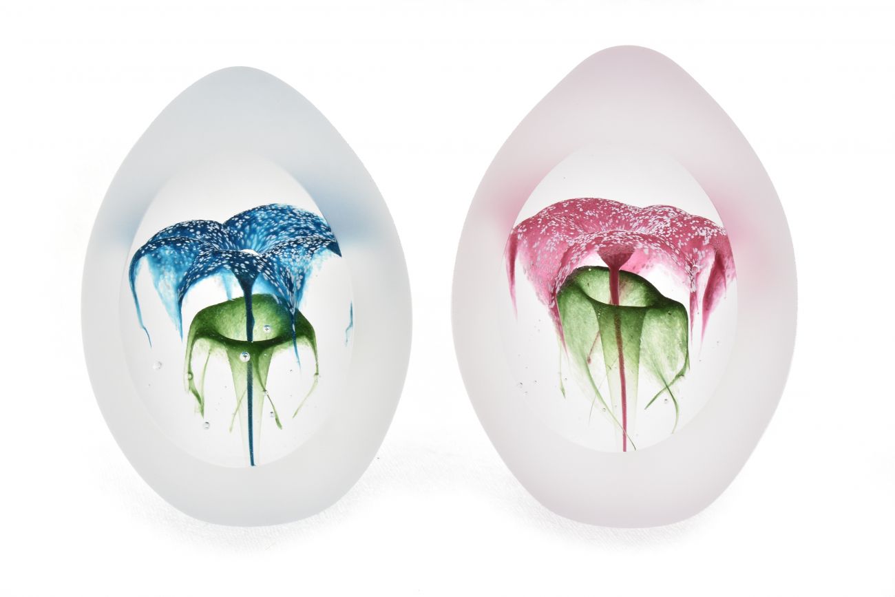Art Glass Flower Paperweights